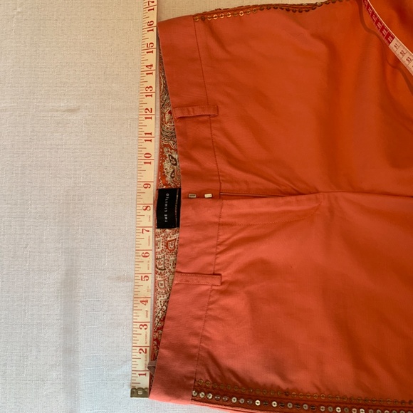 The Limited Cassidy Fit crop flare salmon gold sequin tuxedo stripe Sz  6 flaw - Picture 6 of 13